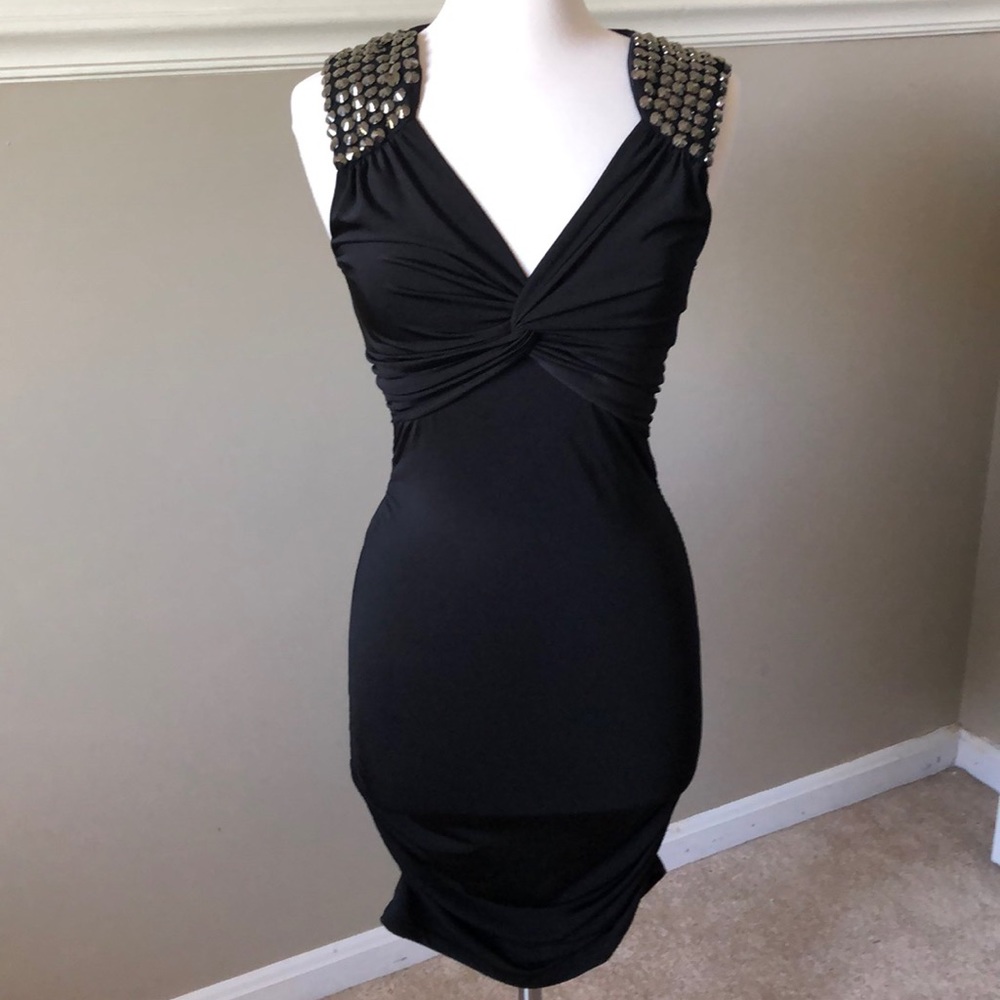 Little Black Dress with studded shoulder detail